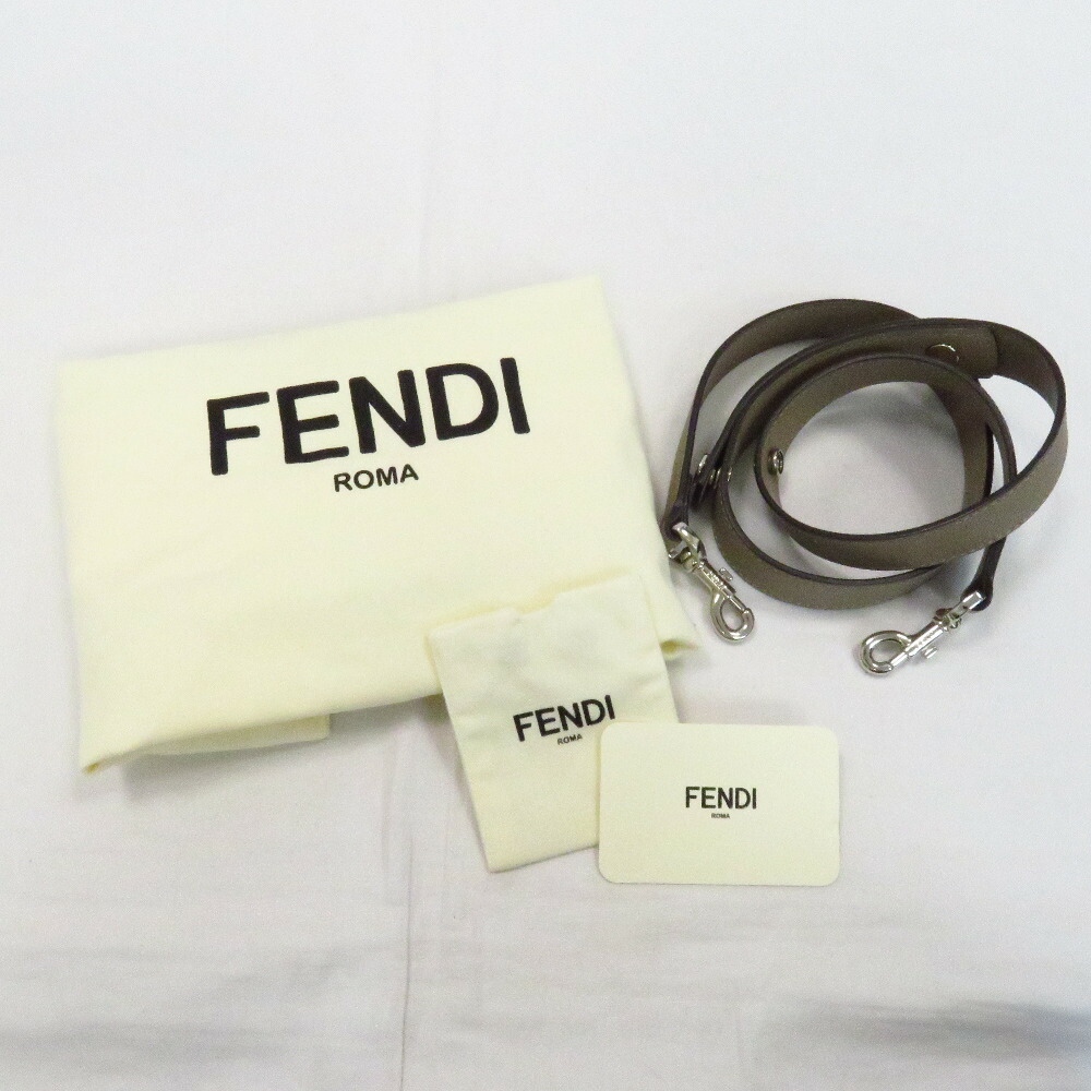 Fendi By The Way 2Way Hand Shoulder Bag Leather Gray Beige - Image 3