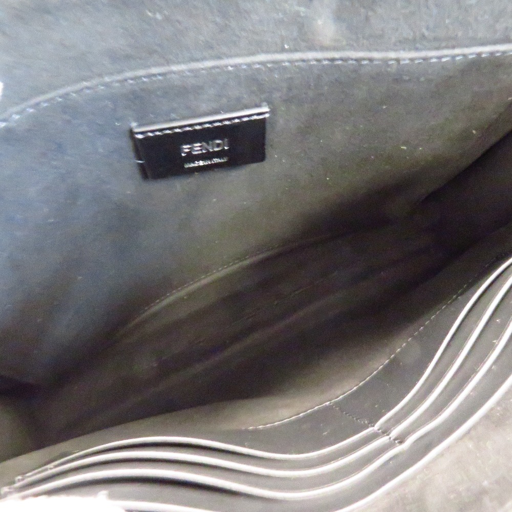 Fendi Clutch Bag Logo Leather Black - Image 7