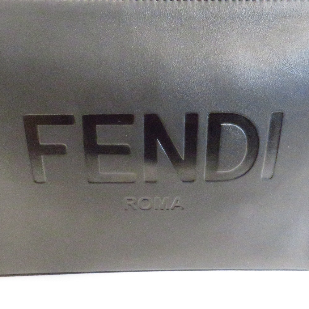 Fendi Clutch Bag Logo Leather Black - Image 8