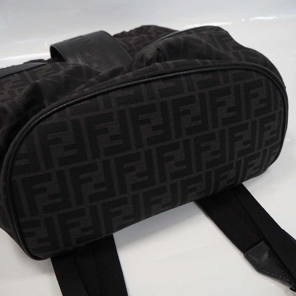 Fendi Backpack FF Fabric Zucca Pattern Black Gray - Image 6