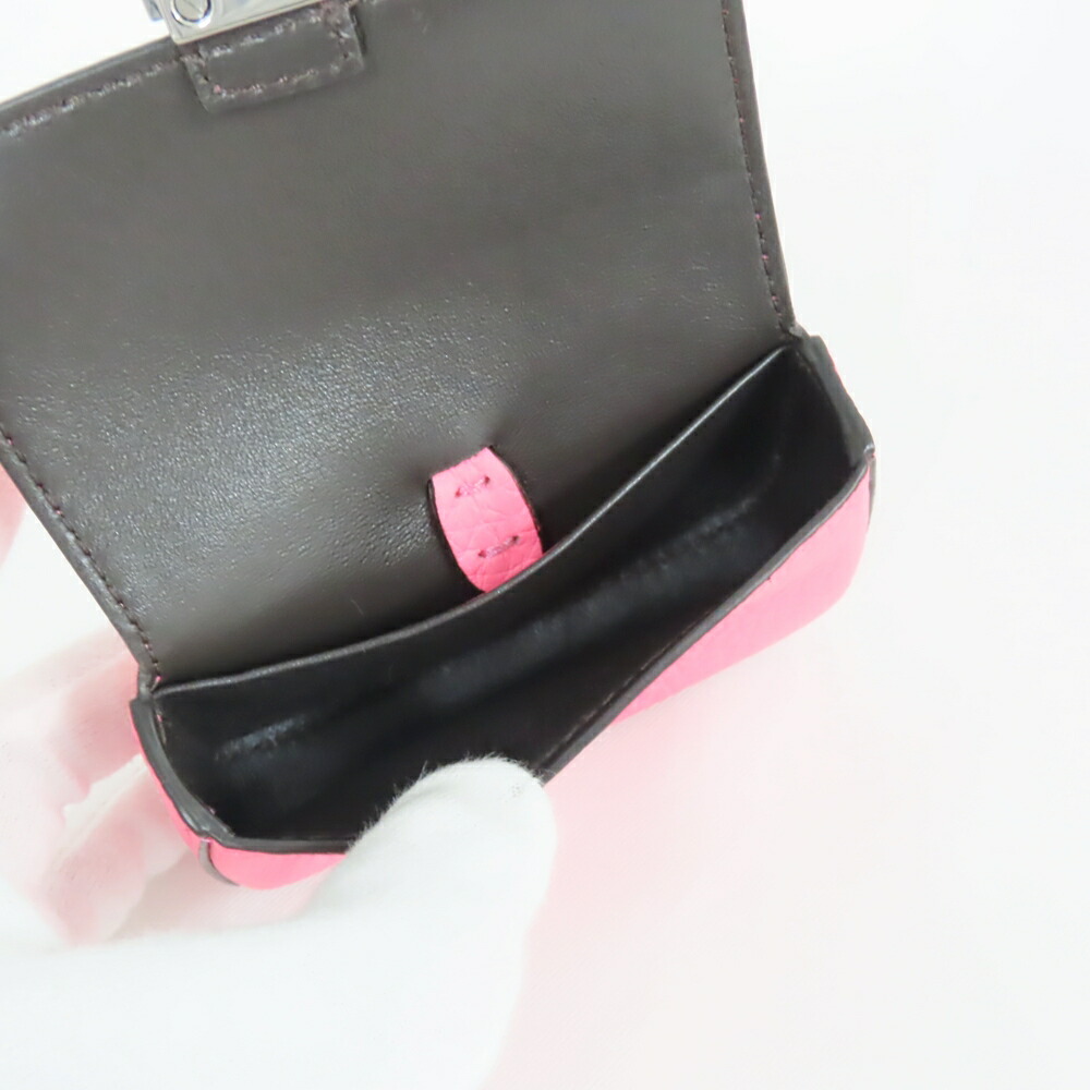 Fendi Mini Pouch Key Ring Pink Leather - Image 10