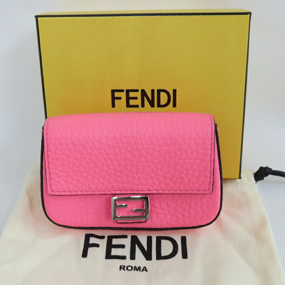 Fendi Mini Pouch Key Ring Pink Leather - Image 2