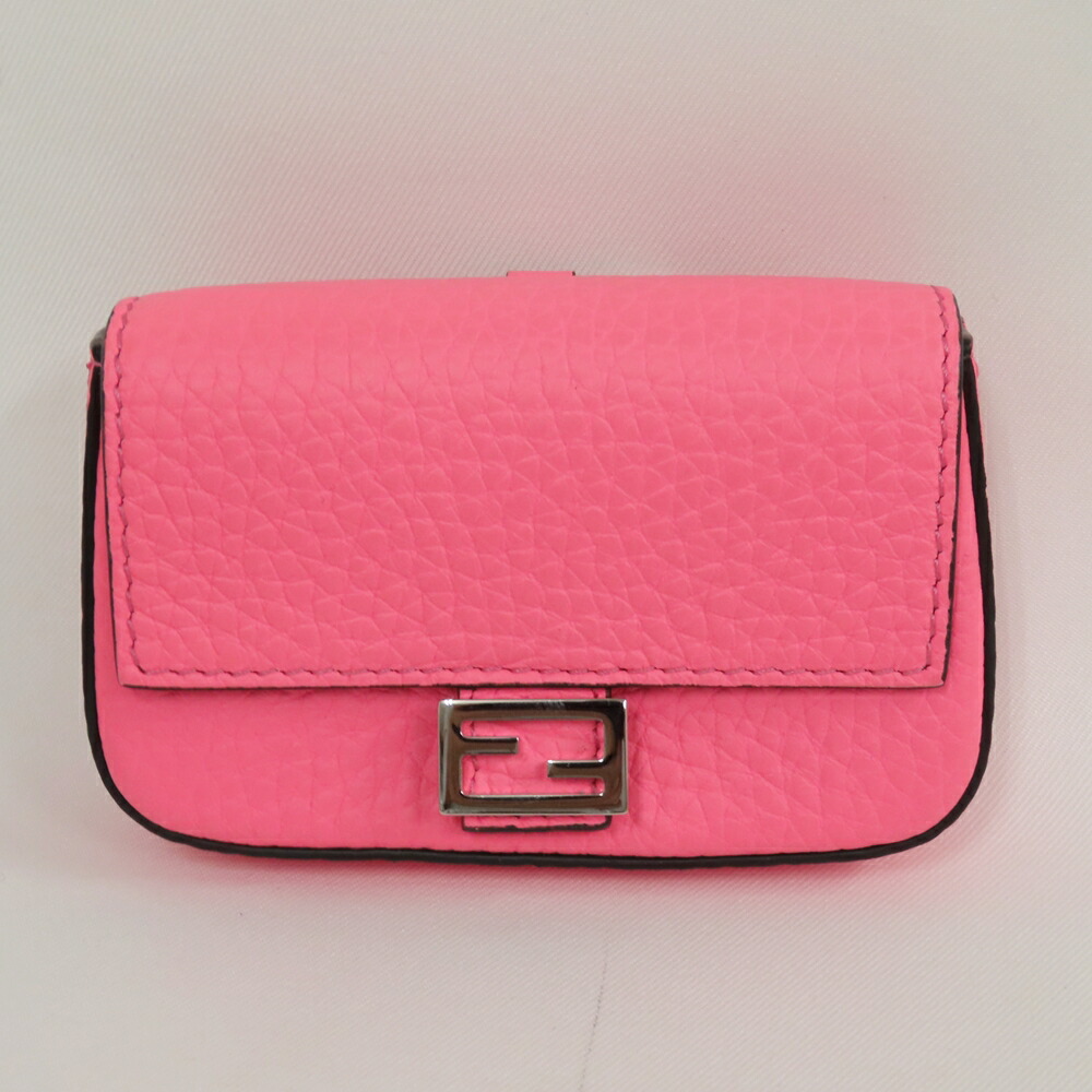 Fendi Mini Pouch Key Ring Pink Leather