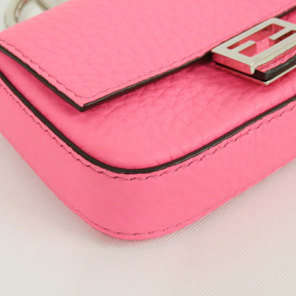 Fendi Mini Pouch Key Ring Pink Leather - Image 5