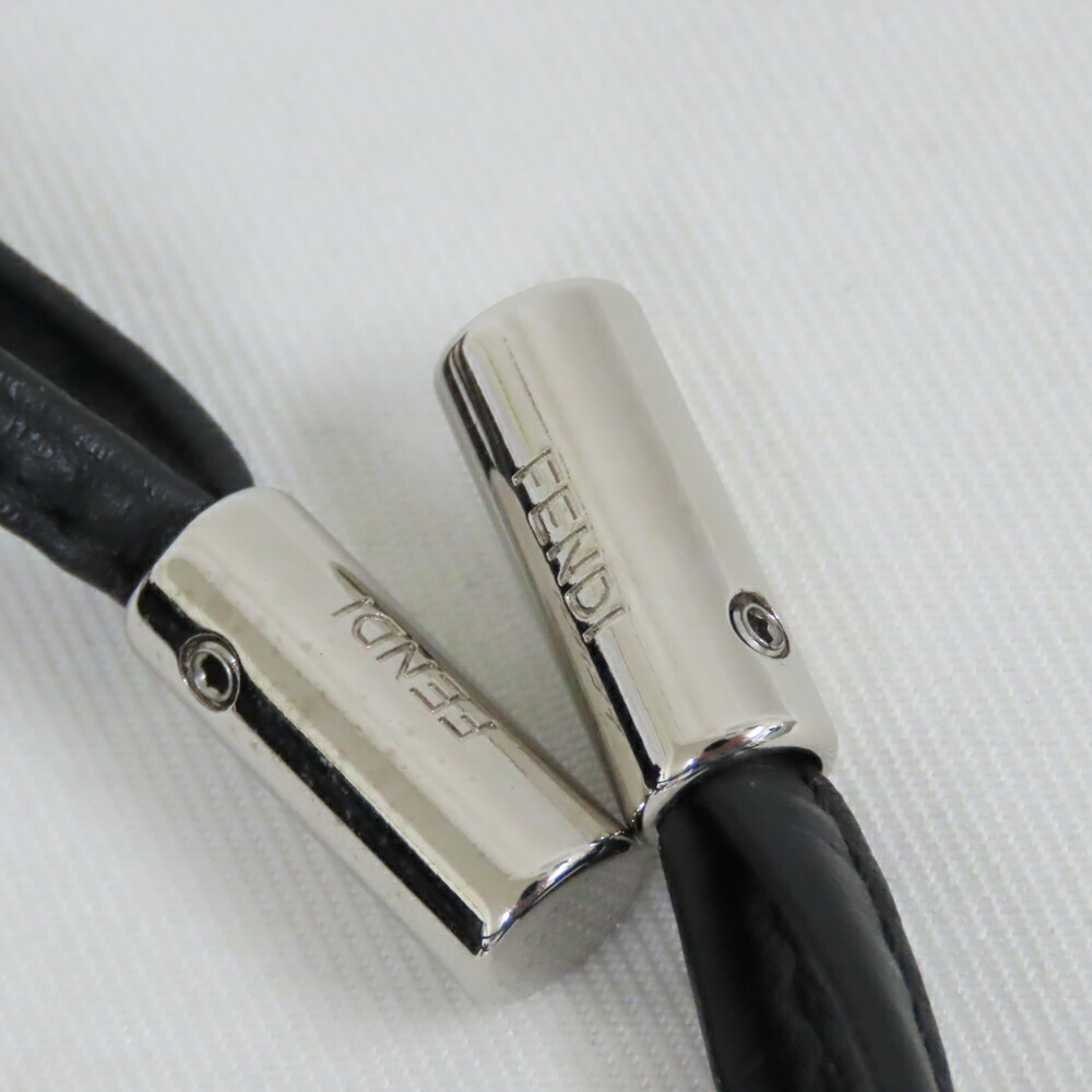 Fendi Clutch Bag Drawstring Leather Black - Image 6