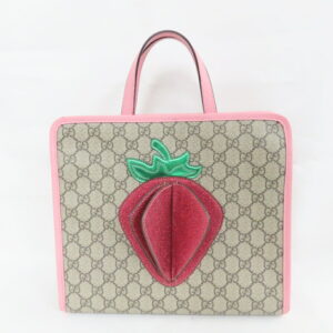 Gucci 3D Strawberry Tote Bag Beige Pink