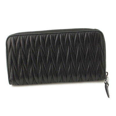 Miu Miu Logo Pearl Rhinestone Matelasse Wallet Long Black - Image 2