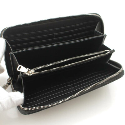 Miu Miu Logo Pearl Rhinestone Matelasse Wallet Long Black - Image 4